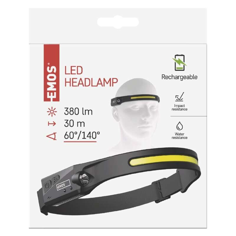 LED žibintuvėlis ant galvos, įkraunamas 380lm - P3541