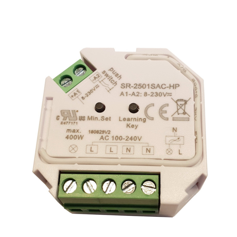 SR-2501SAC-HP LED valdymo sistemos imtuvas 230Vac 200W, PUSH-DIM, TRIAC, Easy-RF serija, Sunricher