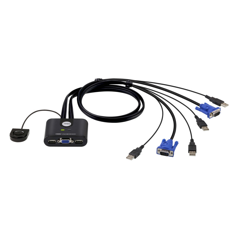 Aten 2-Port USB VGA Cable KVM Switch with Remote Port Selector