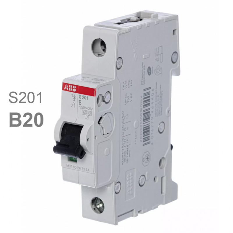 2CDS251001R0205 S201-B20 AUT. JUNGIKLIS 20 A 1P