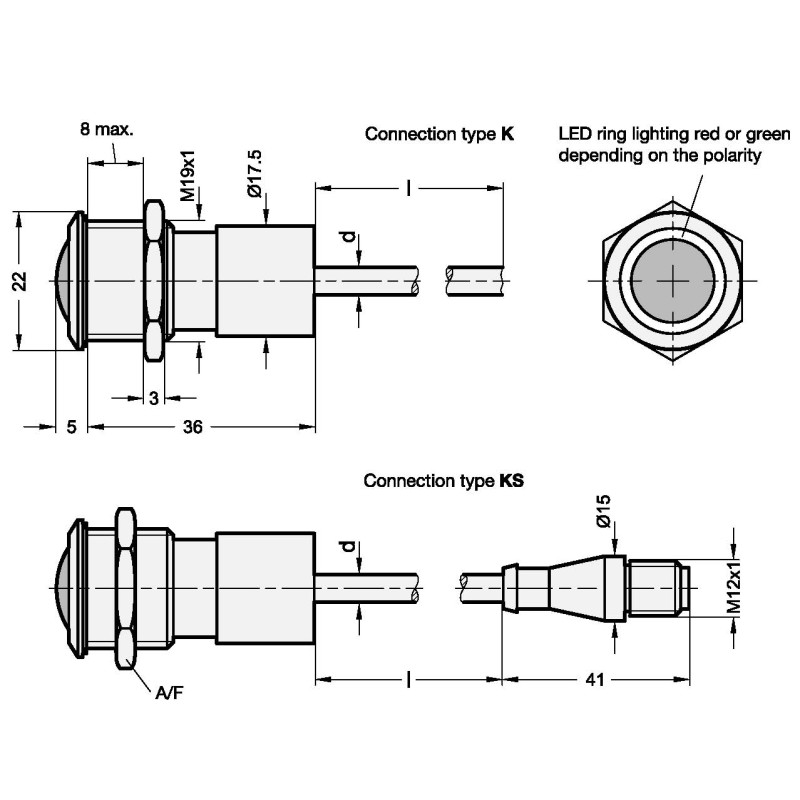 GN 3310-W-RG-2-KS-0,25 switch - with illuminated button