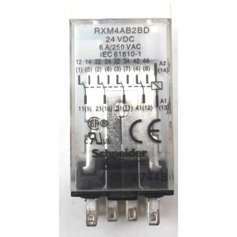 Miniatiūrinė relė 4CO su LED 24VDC 6A 10vnt