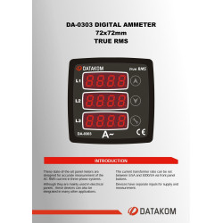 DATAKOM Ammeter Panel, 170-275V power supply, 3 phase, 72x72mm, 3 display