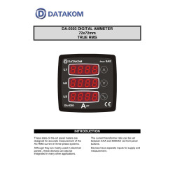 DATAKOM Ammeter Panel, 170-275V power supply, 3 phase, 72x72mm, 3 display