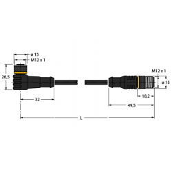 Connection cable RKC4T-0.3-PSG3M/TXL