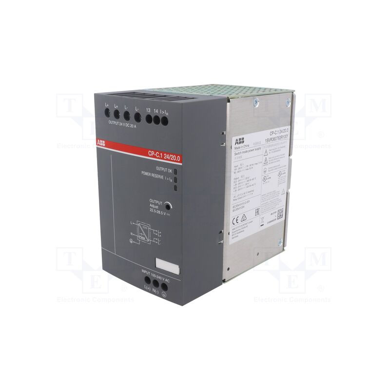 1SVR360763R1001 Power Supply In 100-240VAC/90-300VDC Out DC 24V/20A
