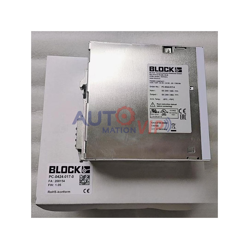 PVSB 40024-20 Block PVSB 400 Switched Mode DIN Rail Power Supply, ac ac Input, 24V dc dc Output, 20A Output,