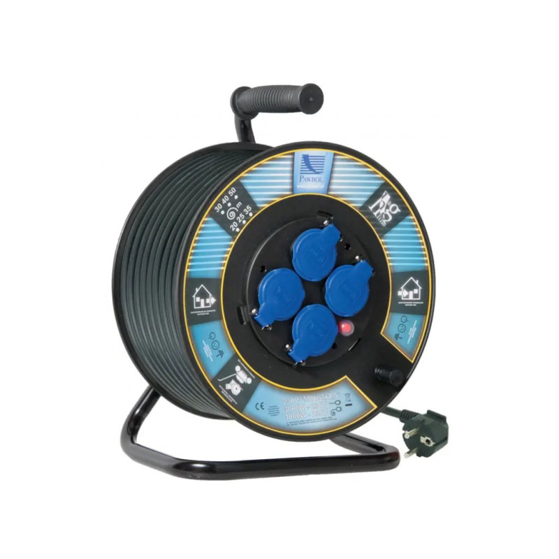 Extension Reel B.1116-300RT-S 4-Socket Plastic Empty, IP44, PAWBOL