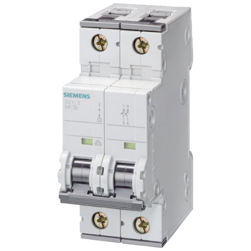 Circuit Breaker, MCB, 5SY6, 2P, 6 kA, 400 V, 2 A