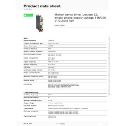Motion servo drive, Lexium 32, 3A, single phase, supply voltage 115 to 230V, 0.5 to 1kW