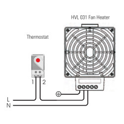 HVL031 Šildytuvas AC 230v, 200W, IP20, 108m3/h