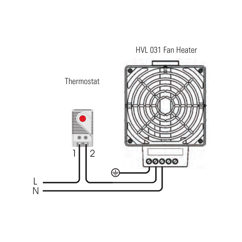 HVL031 Šildytuvas AC 230v, 200W, IP20, 108m3/h
