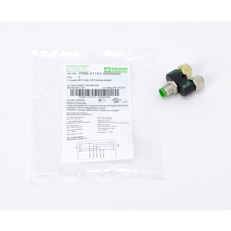 7000-41121-0000000 T-Coupler M12 male / 2x M12 female