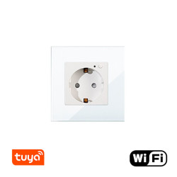 Vienvietis WiFi kištukinis lizdas su stikliniu rėmeliu Feelspot, baltas