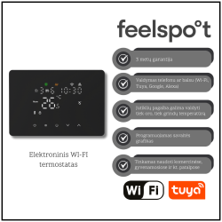 Elektroninis programuojamas termostatas Feelspot WTH25.05RF Wi-Fi, juodas