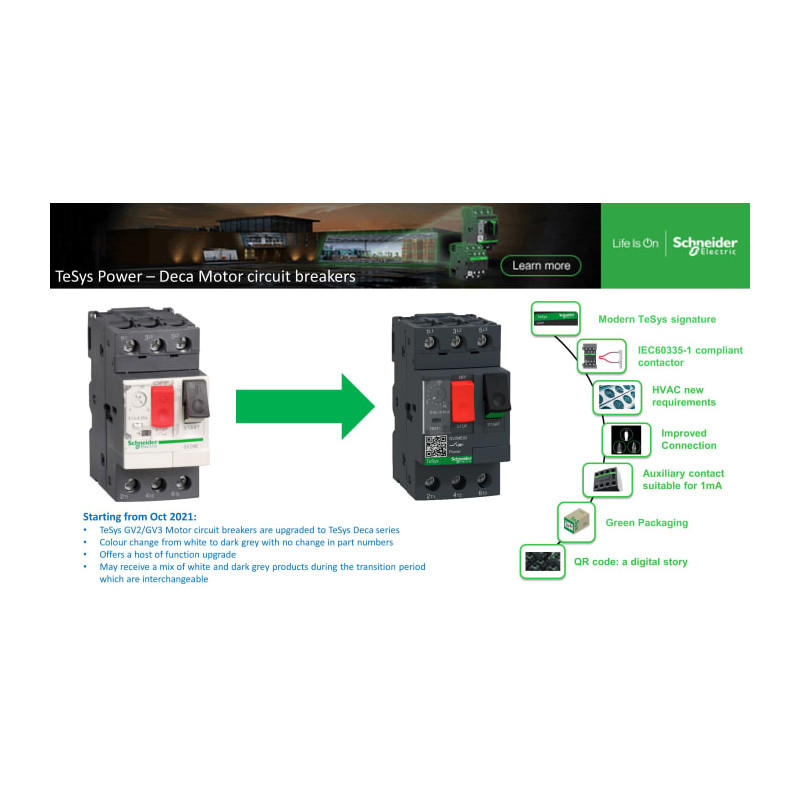 GVAN11 Papildomas kontaktas 1NO/1NC - GV2/GV3P iš šono