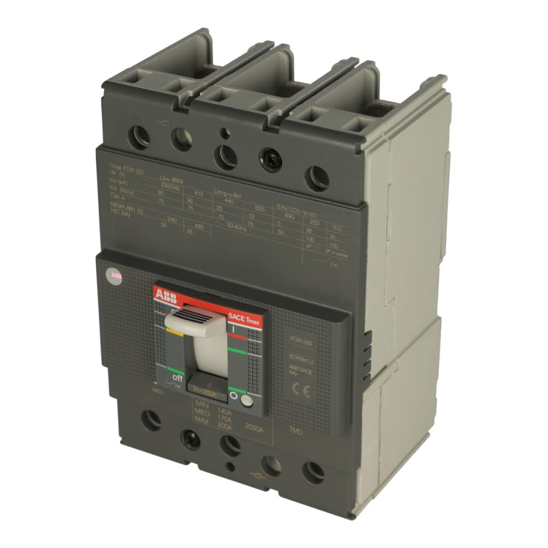 XT3N 250 Pramoninis automatinis jungiklis 3P 200A 36kA TMD 200-2000A, Diapazonas 160-200A