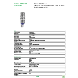 Sensor, Ultrasonic, 8 m, 75 kHz, 12 Beam Divergence, 0 to 10 V/ PNP, XXS Series