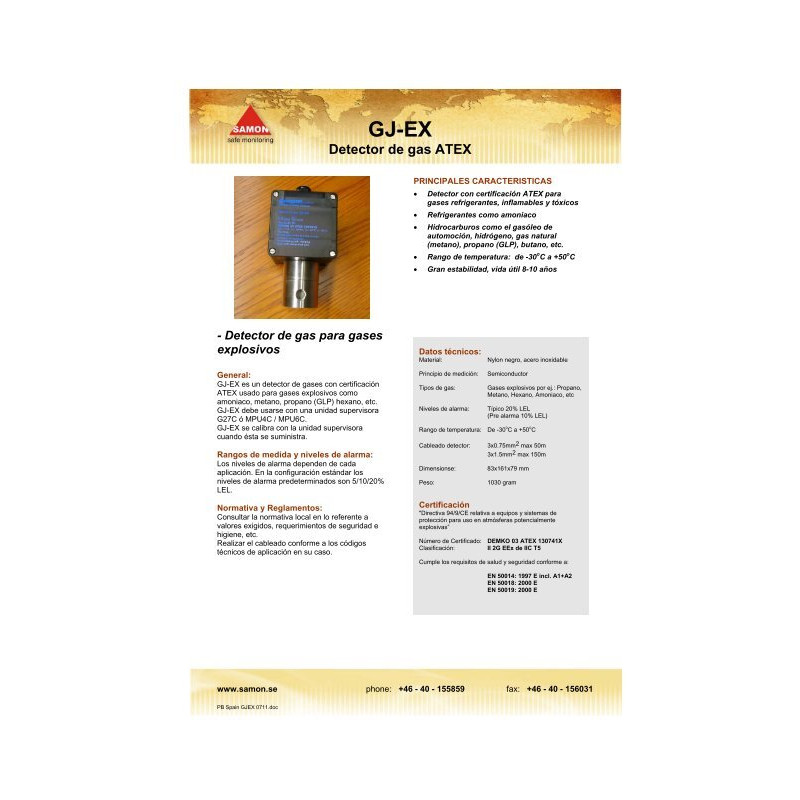 Detector GJ-EX d ATEX EX II 2 G Ex db IIC T5 Gb