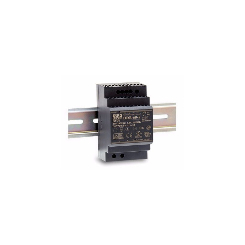 Impulsinis maitinimo šaltinis 24V 2.5A,, tvirtinamas ant DIN bėgio, Mean Well