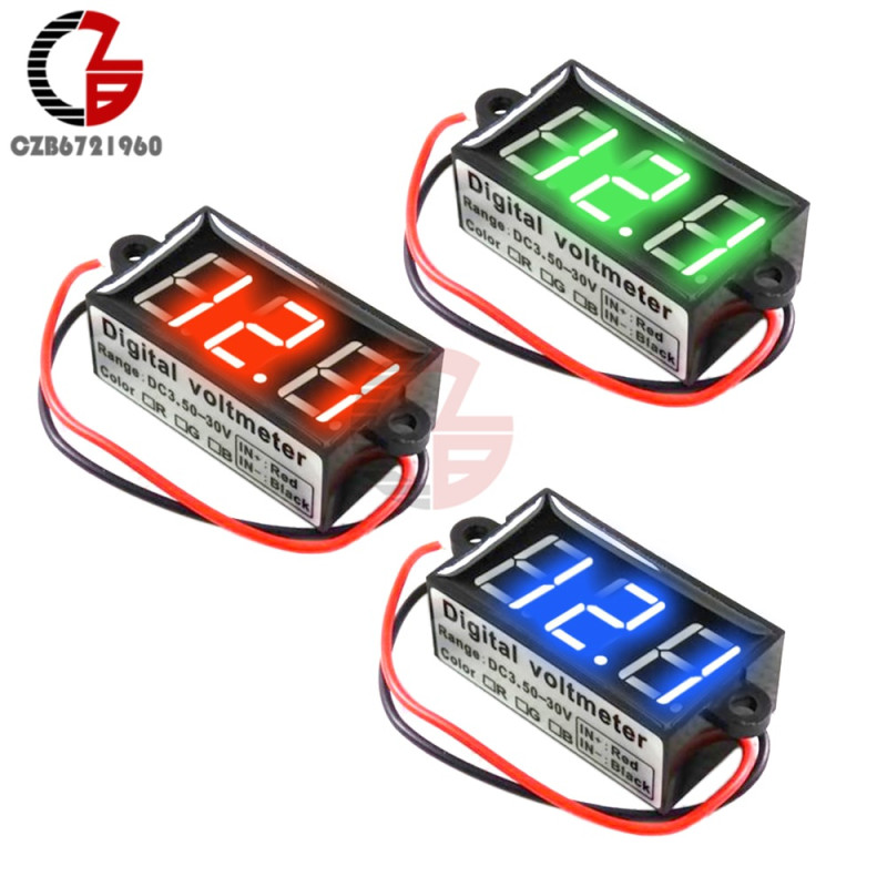 Voltmetras LED panelinis, darbinė įtampa DC 3.5V-30V, matuojama įtampa DC 0-33V