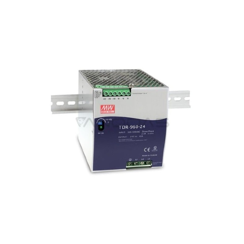 24V 10A Impulse Power Supply, 3-Phase, PFC, DIN Rail Mountable, MEAN WELL